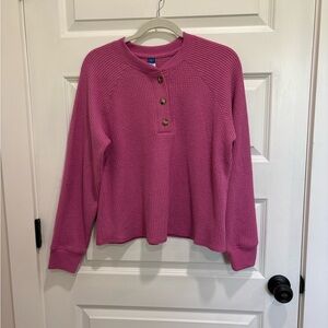 Old Navy Pink Waffle-Knit Sweatshirt